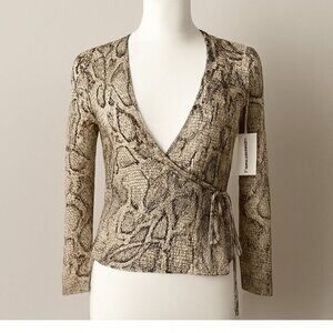 Reformation Langley Python Print Wrap Blouse | Size S | NWT